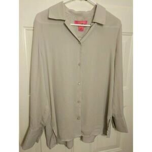 Catherine Malandrino Women's light gray buttoned up Blouse Top Size M